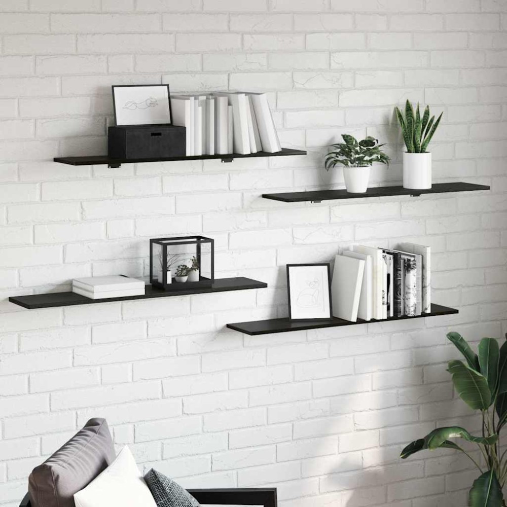 vidaXL Ράφι Βιβλίων 3 επιπέδων 4 τεμ. 100x20x1,5cm Μαύρο