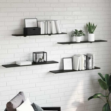 vidaXL Ράφι Βιβλίων 3 επιπέδων 4 τεμ. 100x20x1,5cm Μαύρο
