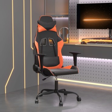 vidaXL Καρέκλα Gaming Μαύρο/Πορτοκαλί Συνθετικό Δέρμα 66x56x(120,5-131)cm 1 τεμ.