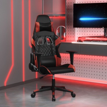 vidaXL Καρέκλα Gaming Μαύρο/Μπορντό από Συνθετικό Δέρμα 64x60x(117-127)cm 1 τεμ.