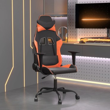 vidaXL Καρέκλα Gaming Μασάζ Μαύρο/πορτοκαλί από Συνθετικό Δέρμα 66,5x61x(118-127,5)cm 1 τεμ.