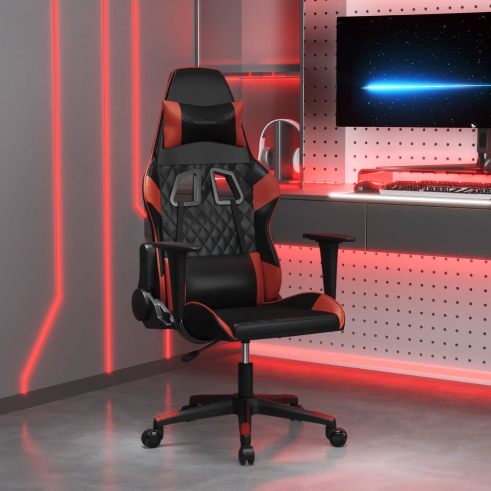 vidaXL Καρέκλα Gaming Μασάζ Μαύρο/μπορντό από Συνθετικό Δέρμα 64x60x(117-127)cm 1 τεμ. vidaXL Καρέκλα Gaming Μασάζ Μαύρο/μπορντό από Συνθετικό Δέρμα 64x60x(117-127)cm 1 τεμ.