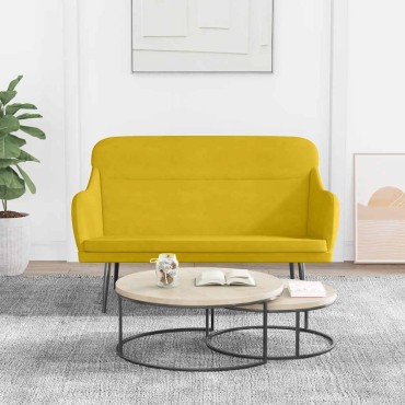 vidaXL Πάγκος Κίτρινο 110x76x80cm Βελούδινος 1 τεμ.