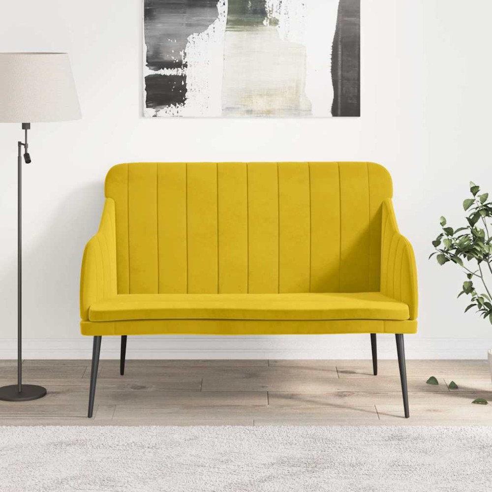 vidaXL Πάγκος Κίτρινο 110x76x80cm Βελούδινος 1 τεμ.
