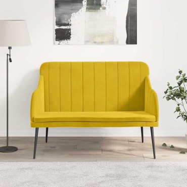 vidaXL Πάγκος Κίτρινο 110x76x80cm Βελούδινος 1 τεμ.
