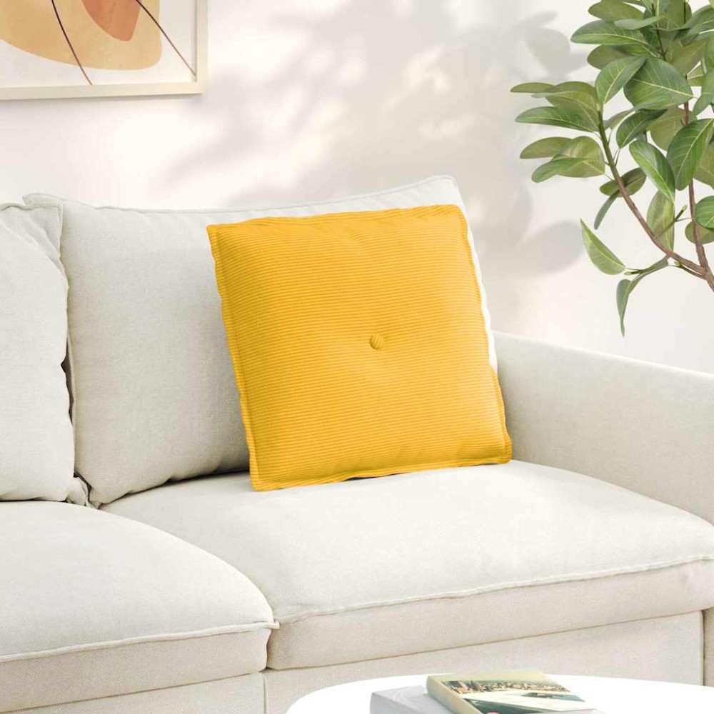 vidaXL Μαξιλάρι Πλάτης Απαλό Κίτρινο 50 x 45 εκ. Υφασμάτινο Κορντουρά