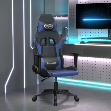 vidaXL Καρέκλα Gaming Μαύρο/Μπλε από Συνθετικό Δέρμα 67x58x(118-128)cm 1 τεμ.
