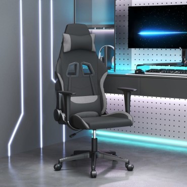 vidaXL Καρέκλα Gaming Μαύρο και Ανοιχτό Γκρι Υφασμάτινη 65x58x(118-128)cm 1 τεμ.