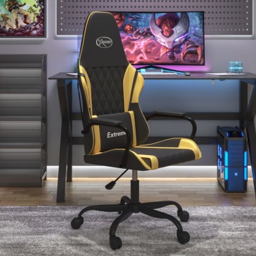 vidaXL Καρέκλα Gaming Μαύρο/Χρυσό από Συνθετικό Δέρμα 54x61,5x(118,5-128)cm 1 τεμ.