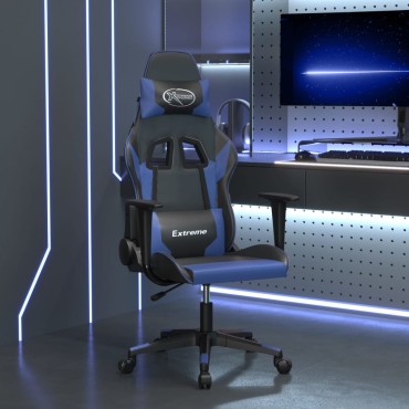 vidaXL Καρέκλα Gaming Μασάζ Μαύρο/Μπλε από Συνθετικό Δέρμα 67x58x(118-128)cm 1 τεμ.