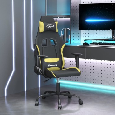 vidaXL Καρέκλα Μασάζ Gaming Μαύρο και Αν. Πράσινο Υφασμάτινη 65x62,5x(120-130)cm 1 τεμ.