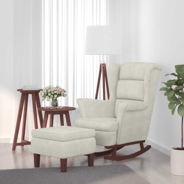 vidaXL Κουνιστή Πολυθρόνα με Πλάτη από Βελούδο σε Κρεμ χρώμα 78x93x97cm 1 τεμ.