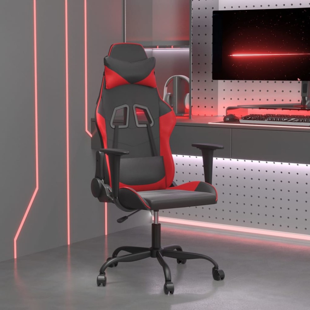 vidaXL Καρέκλα Gaming Μασάζ Μαύρο/Κόκκινο από Συνθετικό Δέρμα 66x56x(120,5-131)cm 1 τεμ. vidaXL Καρέκλα Gaming Μασάζ Μαύρο/Κόκκινο από Συνθετικό Δέρμα 66x56x(120,5-131)cm 1 τεμ.