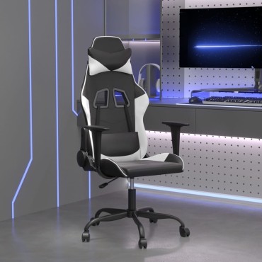 vidaXL Καρέκλα Gaming Μαύρο/Λευκό από Συνθετικό Δέρμα 66x56x(120,5-131)cm 1 τεμ.