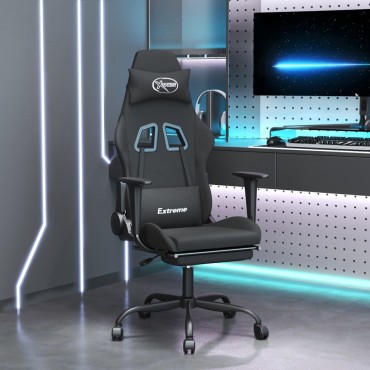 vidaXL Καρέκλα Gaming Μαύρη Ύφασμα με Υποπόδιο 66x58x(120-130)cm 1 τεμ.