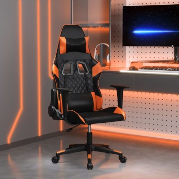 vidaXL Καρέκλα Gaming Μαύρο/Πορτοκαλί Συνθετικό Δέρμα 64x60x(117-127)cm 1 τεμ.