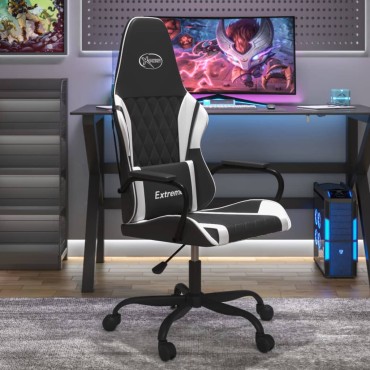 vidaXL Καρέκλα Gaming Μαύρο/Λευκό από Συνθετικό Δέρμα 54x61,5x(118,5-128)cm 1 τεμ.