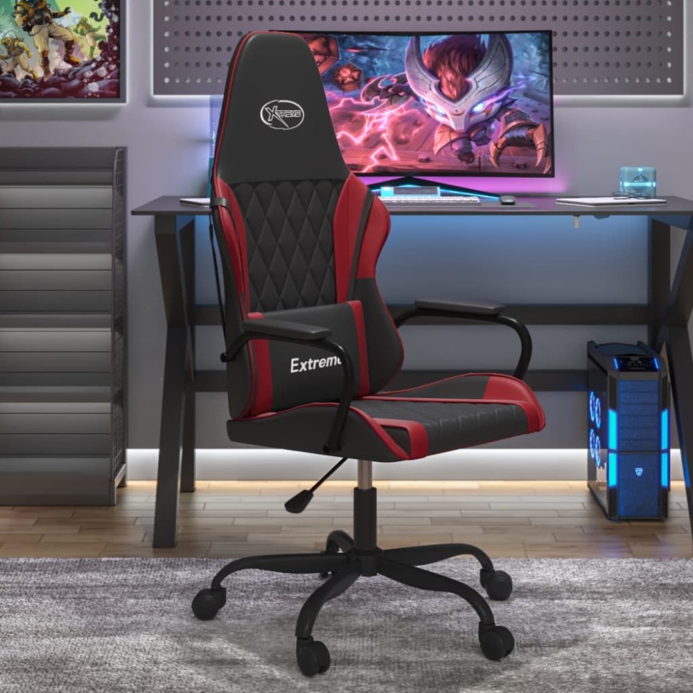 vidaXL Καρέκλα Gaming Μαύρο/Μπορντό από Συνθετικό Δέρμα 54x61,5x(118,5-128)cm 1 τεμ. vidaXL Καρέκλα Gaming Μαύρο/Μπορντό από Συνθετικό Δέρμα 54x61,5x(118,5-128)cm 1 τεμ.