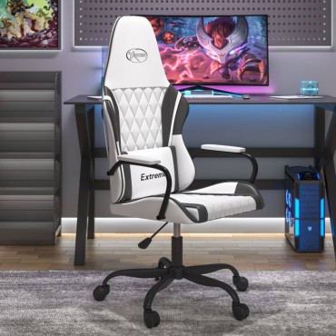 vidaXL Καρέκλα Gaming Λευκό/Μαύρο από Συνθετικό Δέρμα 54x61,5x(118,5-128)cm 1 τεμ.