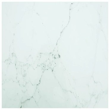 vidaXL Επιφάνεια Τραπεζιού Λευκή 80x80cm 6 χιλ Ψημ. Γυαλί Μαρμ. Σχέδιο 1 τεμ.