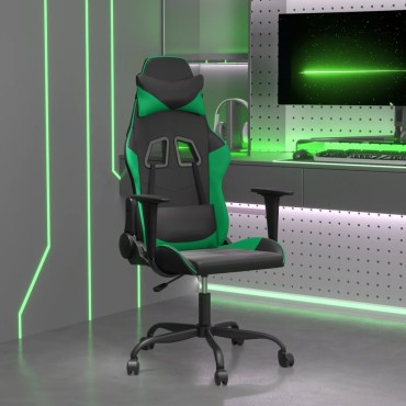 vidaXL Καρέκλα Gaming Μασάζ Μαύρο/Πράσινο από Συνθετικό Δέρμα 66,5x61x(118-127,5)cm 1 τεμ.