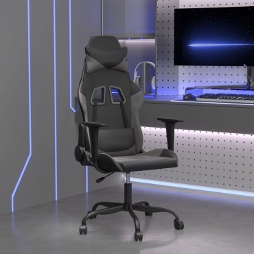 vidaXL Καρέκλα Gaming Μασάζ Μαύρο/Γκρι από Συνθετικό Δέρμα 66,5x61x(118-127,5)cm 1 τεμ.
