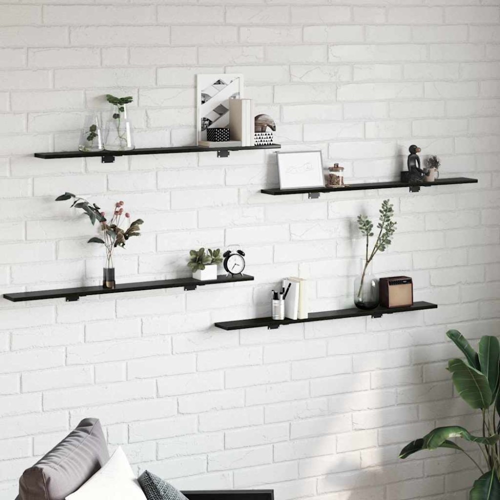 vidaXL Ράφι Βιβλίων 3 επιπέδων 4 τεμ. 100x10x1,5cm Μαύρο