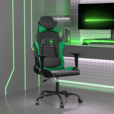 vidaXL Καρέκλα Gaming Μαύρο/πράσινο από Συνθετικό Δέρμα 66x56x(120,5-131)cm 1 τεμ.