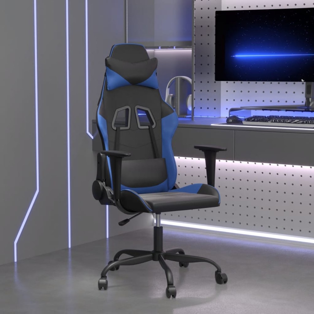 vidaXL Καρέκλα Gaming Μασάζ Μαύρο/Μπλε από Συνθετικό Δέρμα 66,5x61x(118-127,5)cm 1 τεμ. vidaXL Καρέκλα Gaming Μασάζ Μαύρο/Μπλε από Συνθετικό Δέρμα 66,5x61x(118-127,5)cm 1 τεμ.