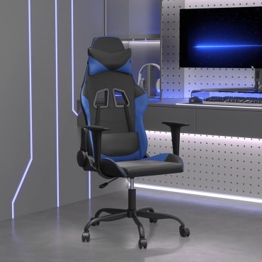 vidaXL Καρέκλα Gaming Μαύρο/Μπλε από Συνθετικό Δέρμα 66x56x(120,5-131)cm 1 τεμ.
