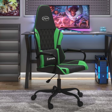 vidaXL Καρέκλα Gaming Μαύρο/πράσινο από Συνθετικό Δέρμα 54x61,5x(118,5-128)cm 1 τεμ.