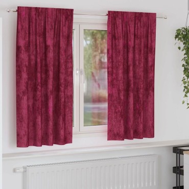 vidaXL Βελούδινες Κουρτίνες 2 τμχ. Μπορντό 175x140cm Βελούδο