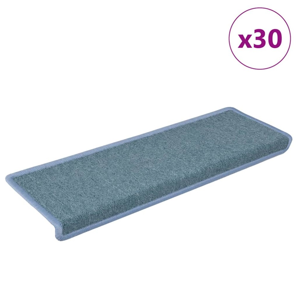 vidaXL Πατάκια Σκαλοπάτια 30 τεμ. 65x21x4 εκ. Θαλασσί με Ορθογώνια Άκρη