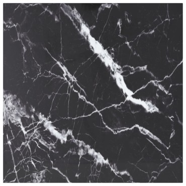 vidaXL Επιφάνεια Τραπεζιού Μαύρη 80x80cm 6 χιλ Ψημ. Γυαλί Μαρμ. Σχέδιο 1 τεμ.