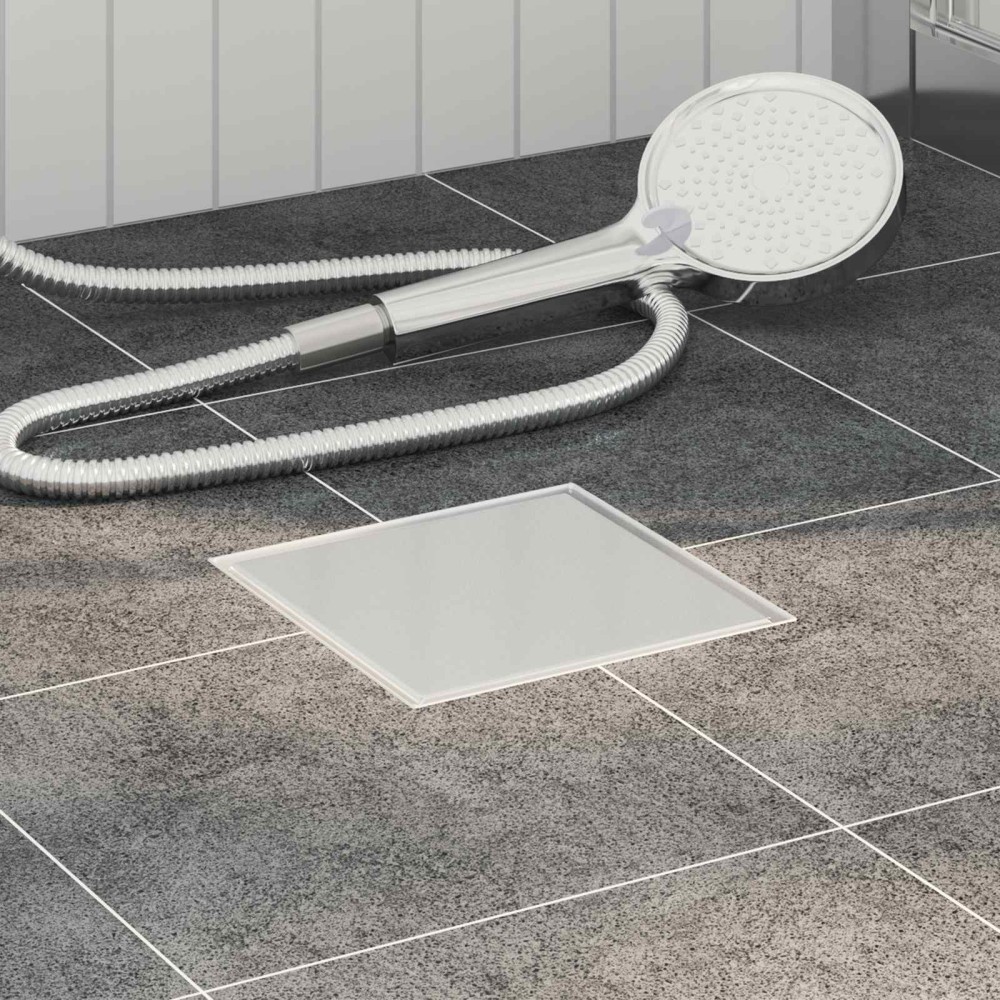 vidaXL 2 σε 1 εκροή ντους Ασημί 20 x 20 cm Ανοξείδωτο Ατσάλι 304