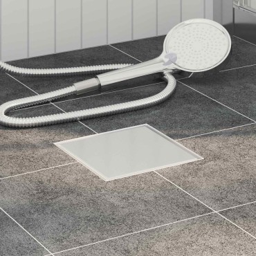 vidaXL 2 σε 1 εκροή ντους Ασημί 20 x 20 cm Ανοξείδωτο Ατσάλι 304