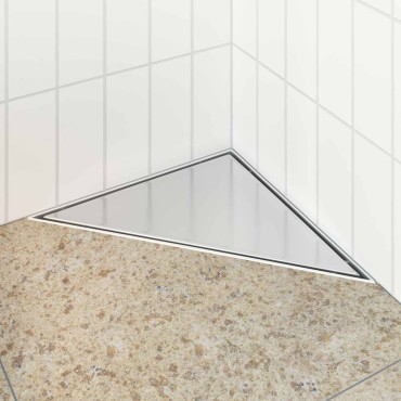 vidaXL 2 σε 1 Τριγωνική Σαρωθριά Λεκάνη Ασημί 32 x 32 x 7,5 εκ