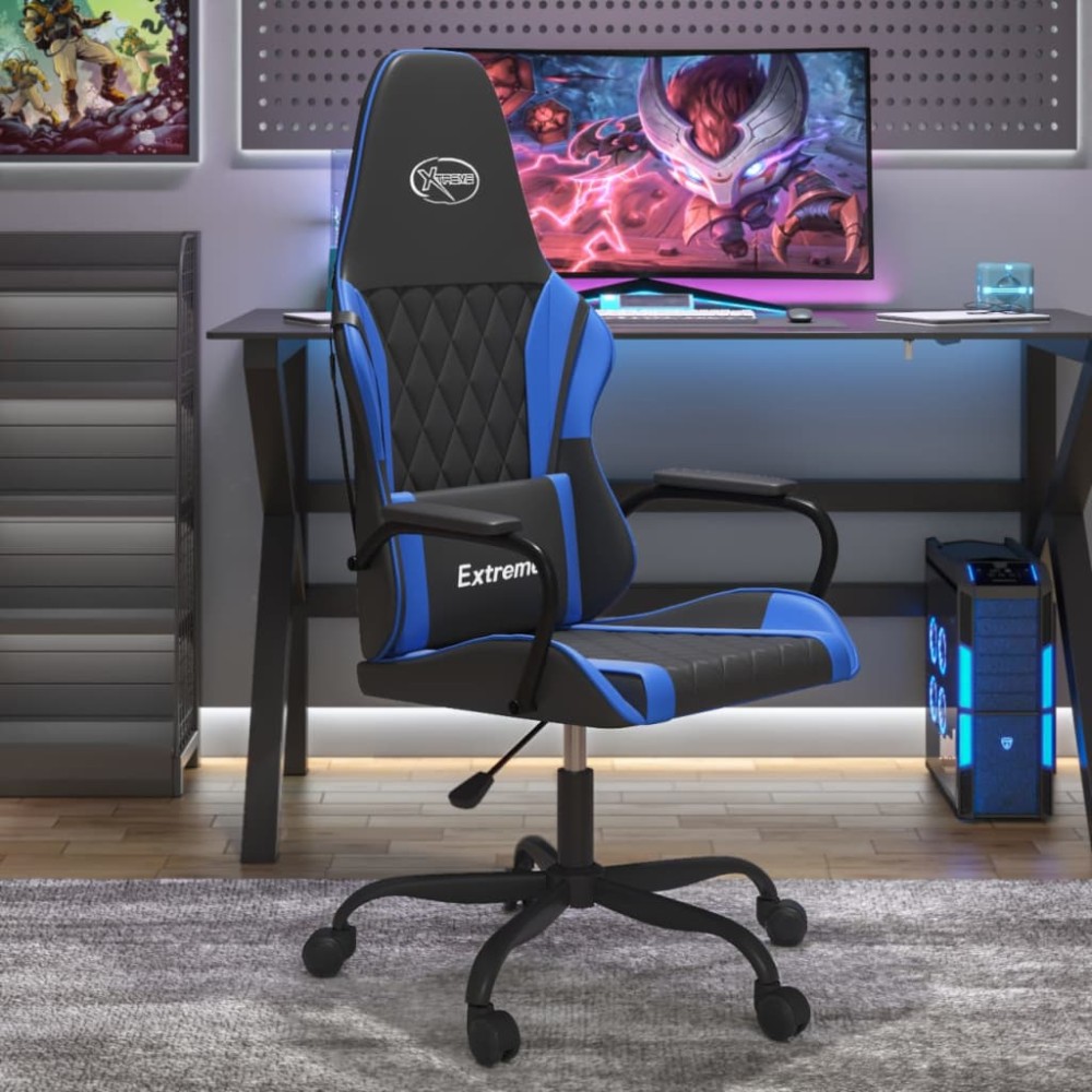 vidaXL Καρέκλα Gaming Μαύρο/Μπλε από Συνθετικό Δέρμα 54x61,5x(118,5-128)cm 1 τεμ. vidaXL Καρέκλα Gaming Μαύρο/Μπλε από Συνθετικό Δέρμα 54x61,5x(118,5-128)cm 1 τεμ.