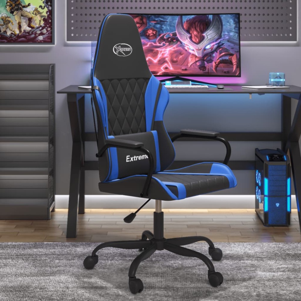 vidaXL Καρέκλα Gaming Μασάζ Μαύρο/Μπλε από Συνθετικό Δέρμα 54x61,5x(118,5-128)cm 1 τεμ. vidaXL Καρέκλα Gaming Μασάζ Μαύρο/Μπλε από Συνθετικό Δέρμα 54x61,5x(118,5-128)cm 1 τεμ.