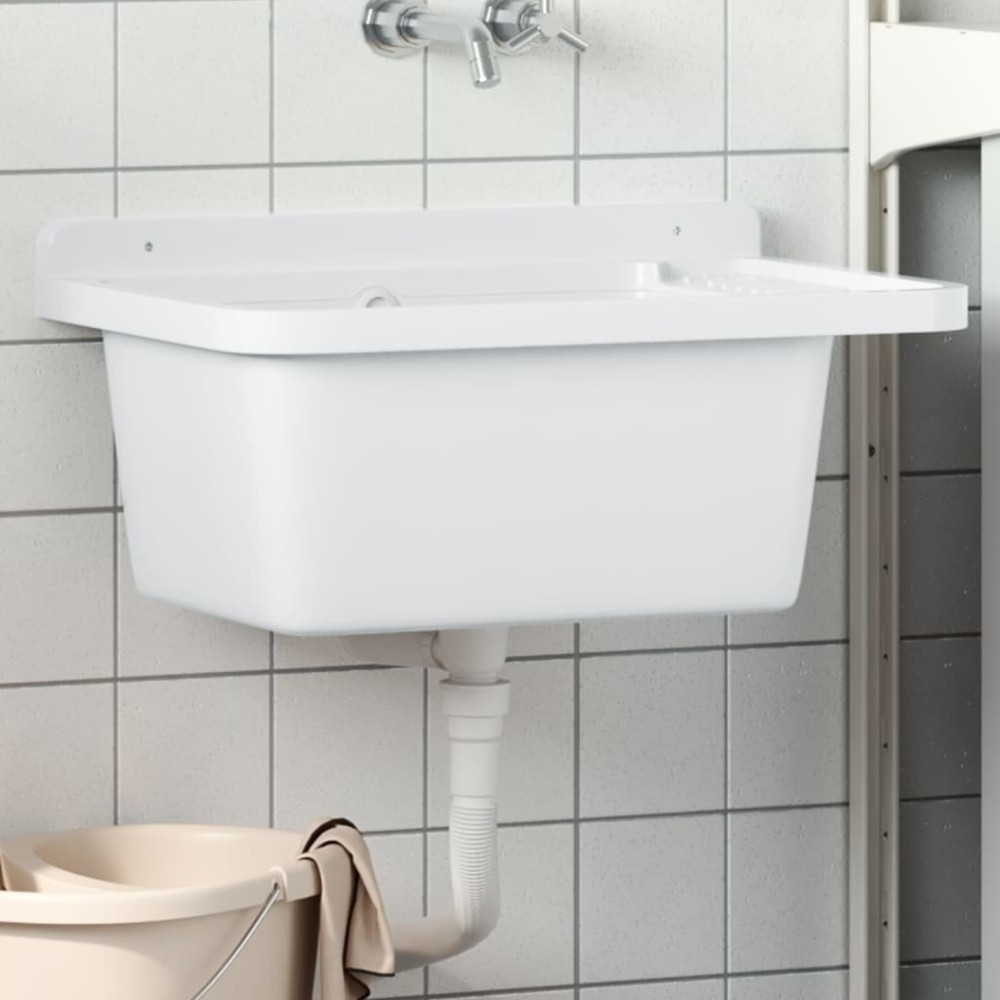 vidaXL Νιπτήρας Βοηθητικός Επίτοιχος Λευκός 60x40x28 εκ. από Ρητίνη