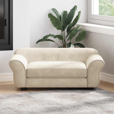 vidaXL Καναπές - Κρεβάτι Σκύλου Κρεμ 72 x 45 x 30 εκ. Βελουτέ