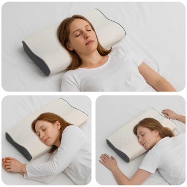 vidaXL Μαξιλάρι λαιμού Λευκός Αφρός Μνήμης 59 x 34,5 x 12 εκ