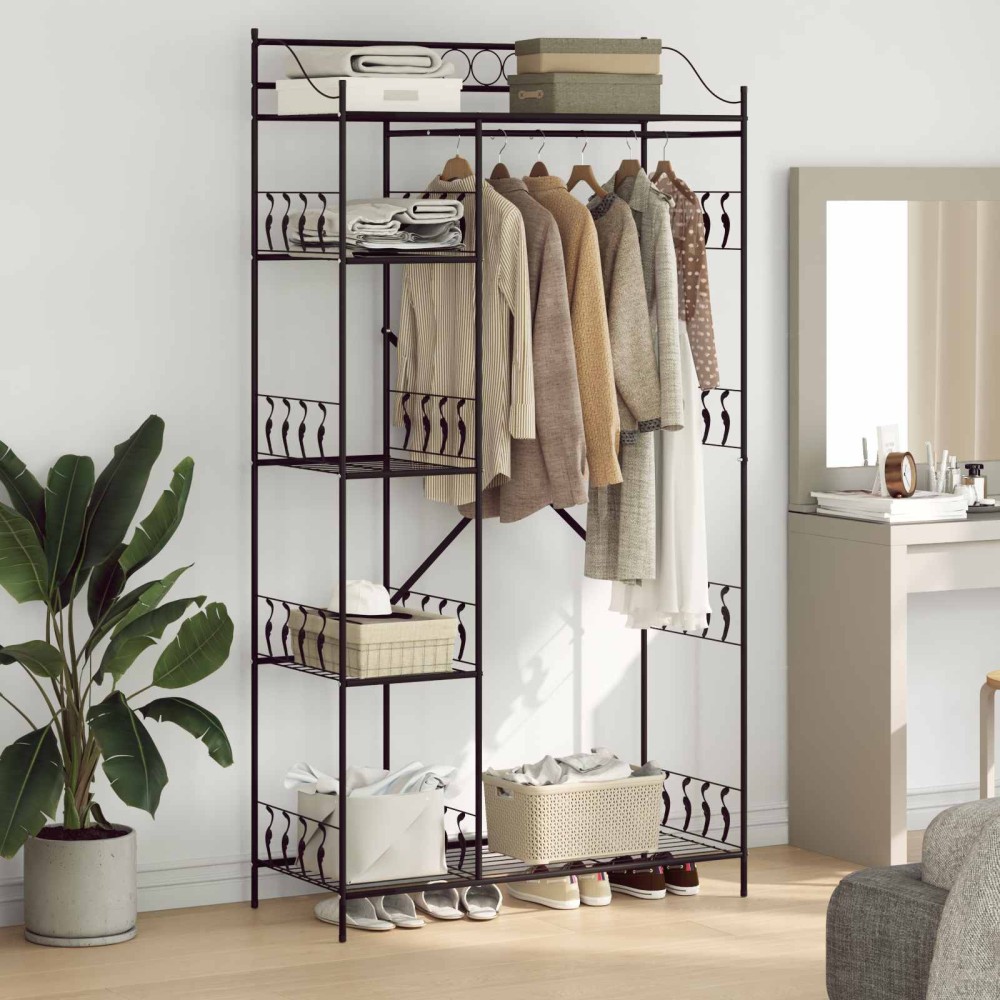 vidaXL Ανοιχτή Ντουλάπα με ράφι Μαύρο 101x43x188cm Ατσάλι 1 τεμ.