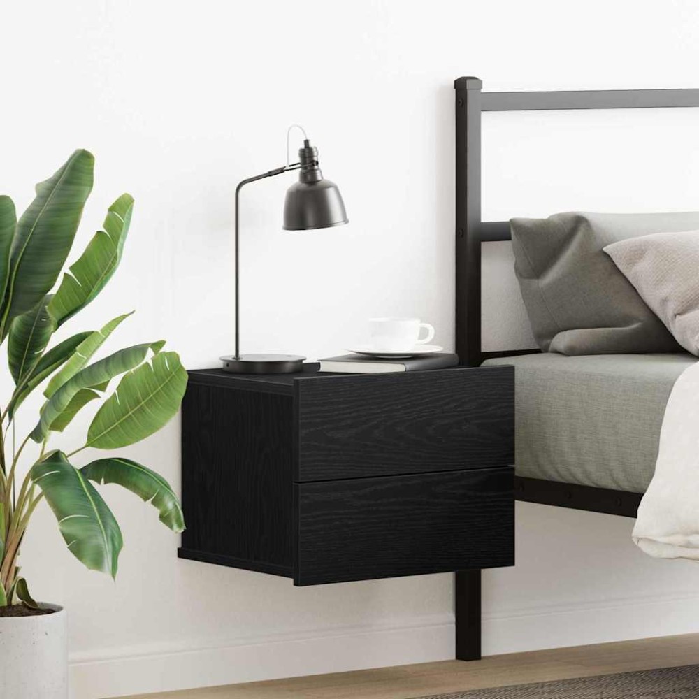 vidaXL Κομοδίνο Μαύρη Οξυά 40x30x30cm Επεξεργασμένο Ξύλο 1 τεμ.