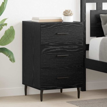 vidaXL Κομοδίνο Μαύρη Οξυά 40x40x66cm Επεξεργασμένο Ξύλο 1 τεμ.