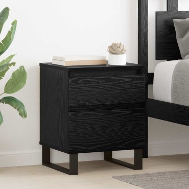 vidaXL Κομοδίνο Μαύρη Οξυά 40x35x50cm Επεξεργασμένο Ξύλο 1 τεμ.