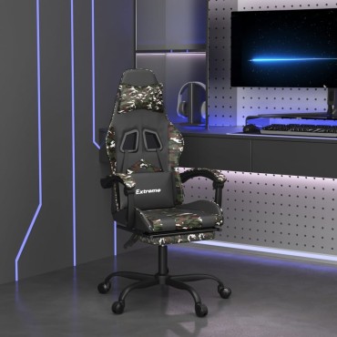 vidaXL Καρέκλα Gaming Μασάζ Υποπόδιο Μαύρη Παραλλαγή Συνθετικό Δέρμα 57,5x59,5x(121-131)cm 1 τεμ.