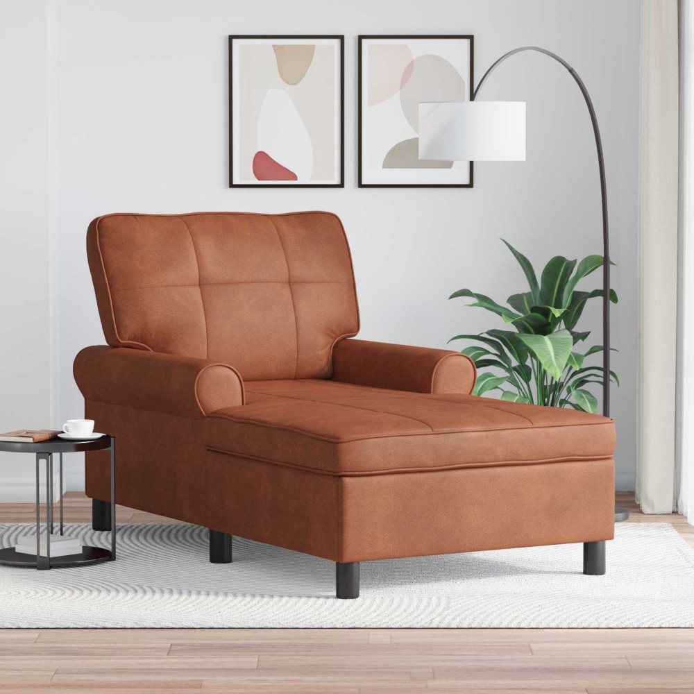 vidaXL Χαλάρωση με μαξιλάρι Καφέ 91x157x91cm Τεχνητό Δέρμα