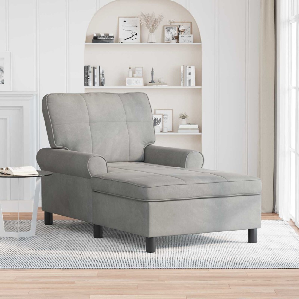 vidaXL Χαλάρωση με μαξιλάρι Ανοιχτό γκρι 91x157x91cm Βελούδο