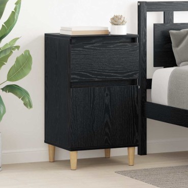 vidaXL Κομοδίνο Μαύρη Οξυά 40x35x70cm Επεξεργασμένο Ξύλο 1 τεμ.